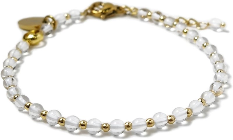 Morchic 3mm Tiny Beads Natural Gemstone Bracelet for Women, Adjustable 7.1" Energy Gem Charm Jewelry, Dainty Handmade Birthday Gift - Image 1